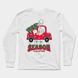 Tis The Season To Be Gifting Retro Christmas Cat Lover Long Sleeve T-Shirt